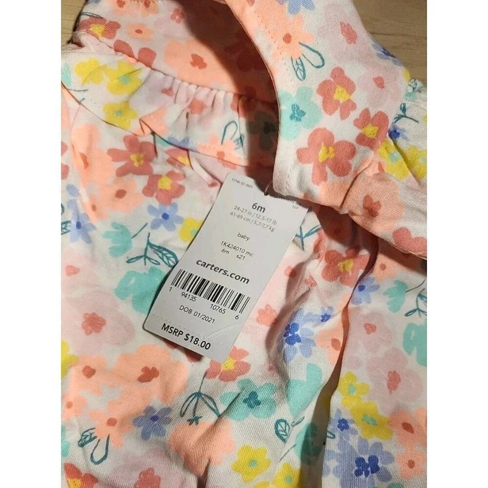 CARTER'S Baby Girls 6 Months  Multicolor Ruffle Floral Rompers